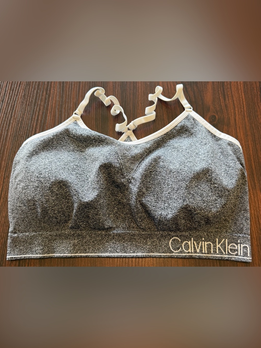Calvin Klein Women’s Gray Heather Quick Dry Performance Sports Bra Size XL